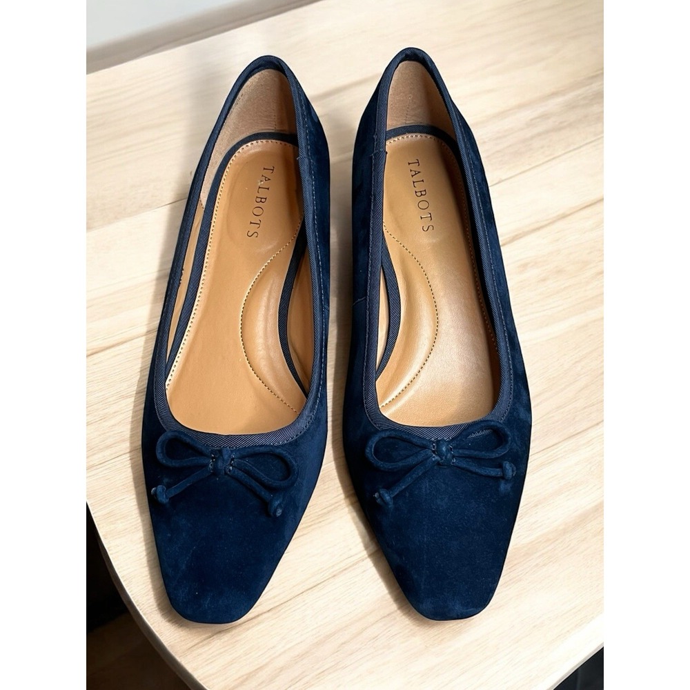 Talbots Vanessa Suede Block Heel in Indigo Blue Low Heel Velvet Pumps Size 8